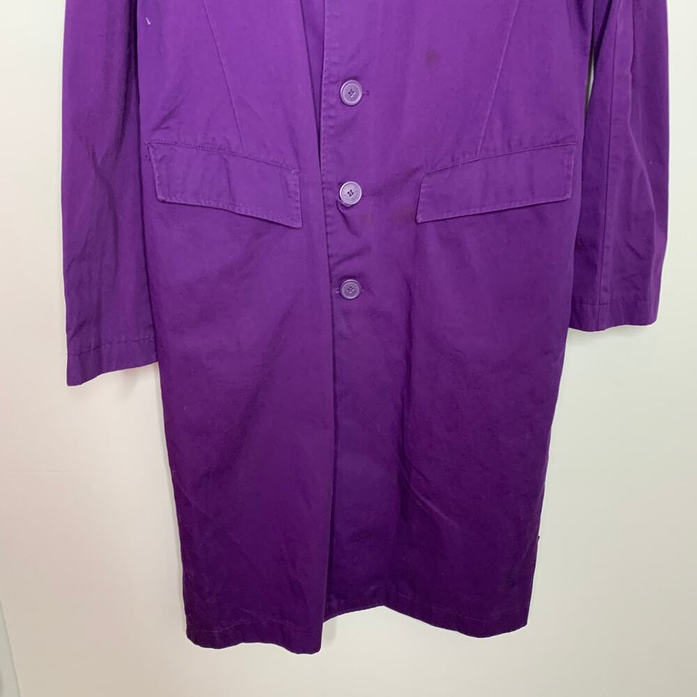 TRIPP NYC Purple Gothic Trench Coat Long Button Front Jacket Alt Grunge Medium - Picture 7 of 16